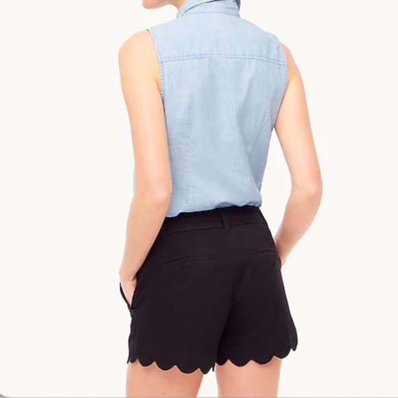 J. Crew Women's Size 4 Black Scallop Hem Shorts H7746 Cotton Stretch Casual - Picture 7 of 8